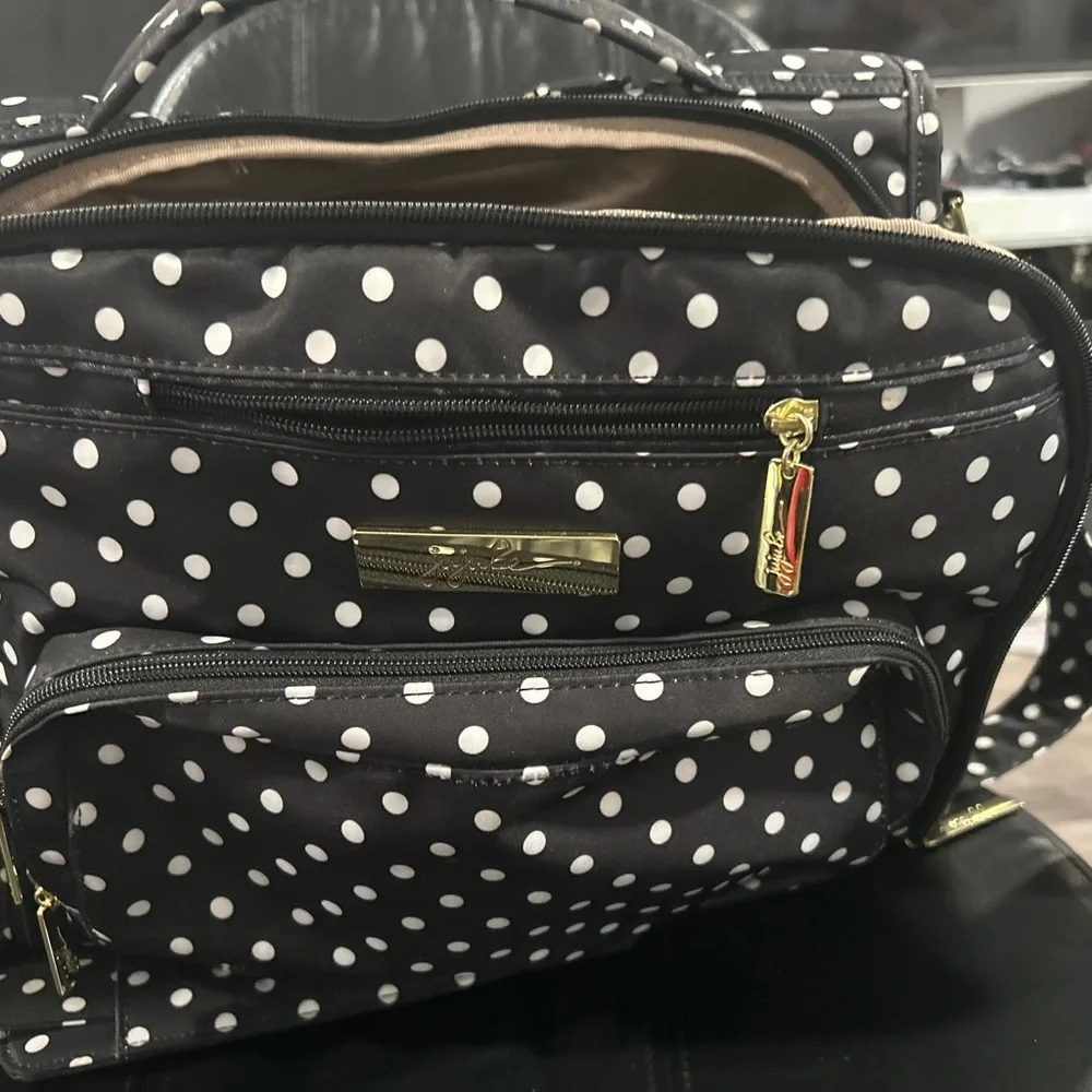Jujube Black and White Polka Dot Baby Bag with changing pad